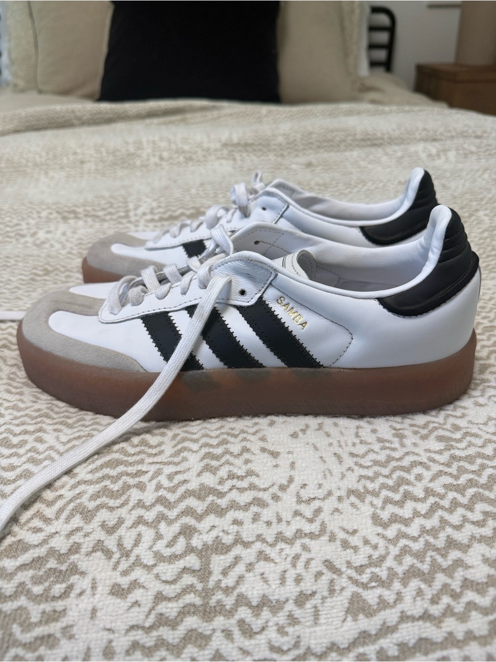 adidas Samba White Black with Gum Sole